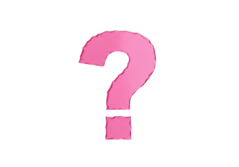 Pink question mark PNG isolated on transparent background, punctuation symbol for design and educational use