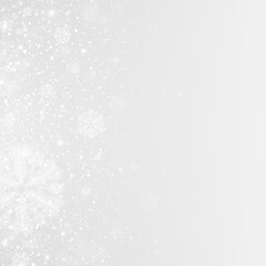 Snowfall with frost and ice over a cold winter background. Seasonal decorations and sparkling elements in the sky.