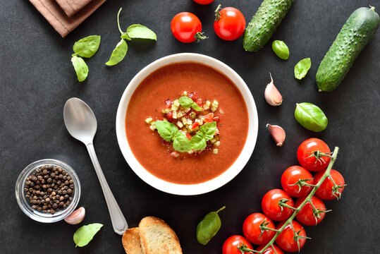 Gazpacho soup in bowl