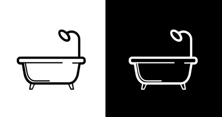 black and white illustration of bathtub icon