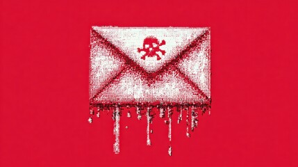 Poisoned Email Icon With Glitch Effect Shows Danger of Malicious Attachments in Digital Communication