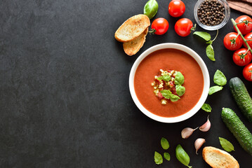 Gazpacho soup in bowl