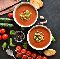 Gazpacho soup in bowl