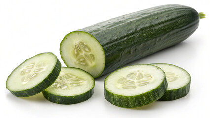 Fresh Sliced Cucumber &ndash; Green Vegetable Isolated