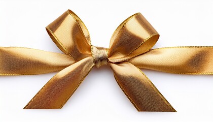 Golden Party Ribbon Bow Isolated On White Background