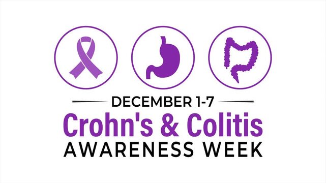 Animated Crohn&rsquo;s and Colitis Awareness Week video highlighting digestive health education, supportive messaging, and clear visuals for Dec 1&ndash;7.