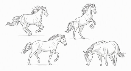 Elegant horses in motion, perfect for branding, equestrian events, and expressive artistic projects, conveys strength and freedom with graceful lines