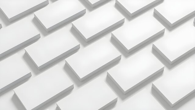 Abstract pattern of blank white rectangular boxes isolated on white background