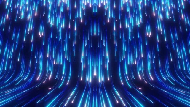 Blue Particle Rain Led Light wall VJ Loop motion background.