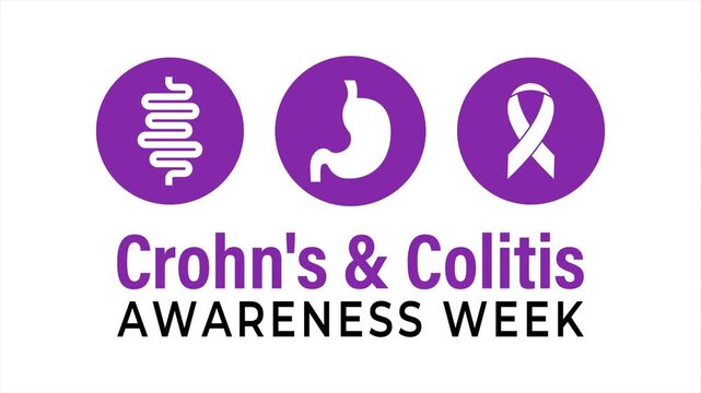 Animated Crohn&rsquo;s and Colitis Awareness Week video highlighting digestive health education, supportive messaging, and clear visuals for Dec 1&ndash;7.