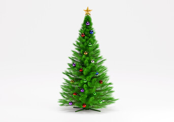 Decorated Christmas tree for new year isolated on white background