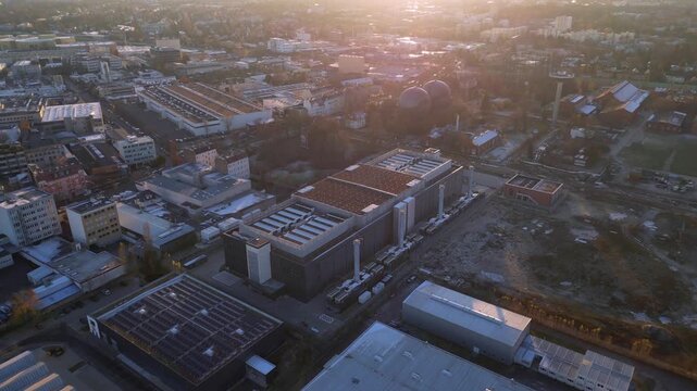 data center, hyperscaler computer cloud services Unique aerial view flight drone