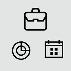 Vector business briefcase icon illustration for web design and travel luggage symbol set