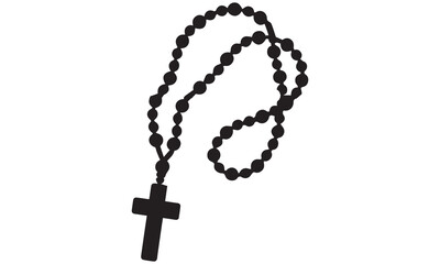 Naklejka premium High-quality rosary beads silhouette featuring a Christian cross. Perfect for religious art, prayer graphics, or faith-inspired designs.