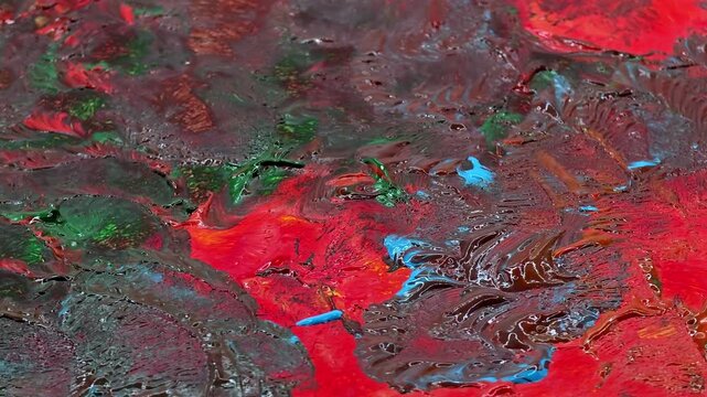 Painting containing various colors of paint. Artistic activities abstract concept