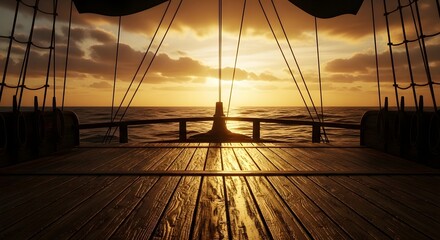 View from an old wooden ship deck looking toward