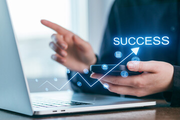 Using technology to achieve success in business with data analysis and communication tools