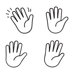 Obraz premium Hand waving, hand gesture, hello, hi, bye, wave hello, goodbye, greeting symbol. Vector.