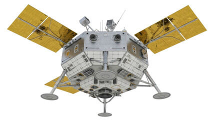 Detailed lunar lander PNG isolated on transparent background, spacecraft model for space...