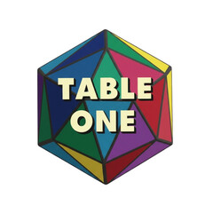 Colorful "Table One" Wedding Sign Designs, Geometric & 3D Heart Styles for Event Branding, Party Decor, and Social Media