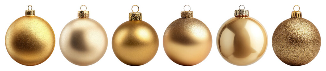 Naklejka na ściany i meble PNG Elegant gold Christmas ornaments displayed, element set on transparent background
