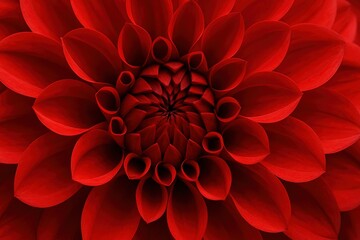 Macro image of a vibrant red flower, showcasing intricate petal formations.