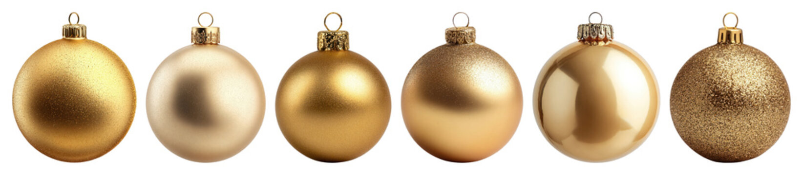 Fototapeta PNG Elegant gold Christmas ornaments displayed, element set on transparent background