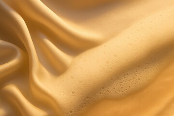 Macro shot showcasing the creamy golden texture of a caffeinated drink.