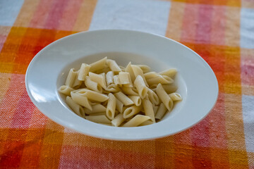 A Bowl of Plain Cooked Penne Pasta
