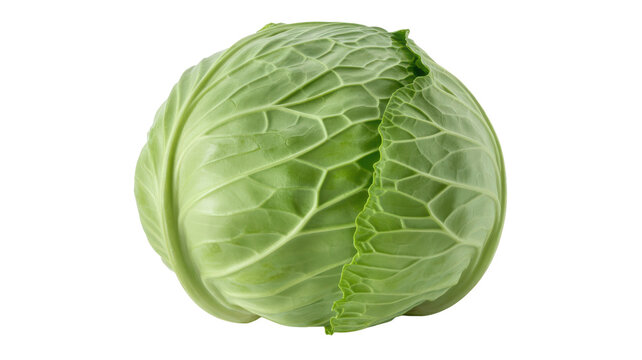 Fresh green cabbage vegetable isolated on transparent background