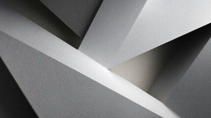 Dynamic grayscale geometric relief with sharp angles and deep shadows creating a modern, abstract composition