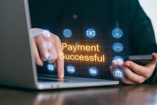 Successful online payment process using a laptop and smartphone