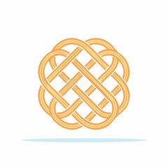 Vector Illustration of an Abstract Golden Interwoven Knot Symbol with Looping Pattern and Subtle Shadow