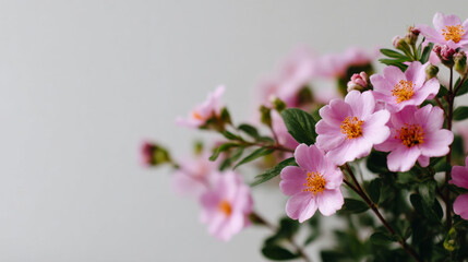 pink flowers on white background