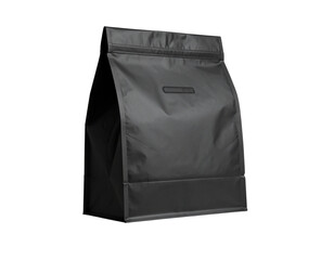 Floating Black Matte Coffee Bag Mockup for Premium Packaging &ndash; Isolated PNG