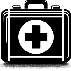 Obraz premium Essential Aid: A graphic depiction of a first aid kit, a symbol of safety and preparedness, featuring a prominent medical cross, embodying care and assistance.