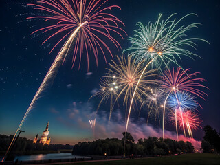 fireworks over the river