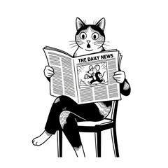 Cartoon Dog & Cat Reading Newspapers, Funny Animal Characters for Humor, Education, and Media Design