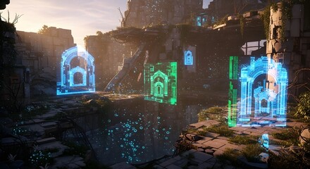 Ruins with Holographic Projections of Ancient Structures