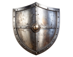 Classic Medieval Metal Shield Isolated on Transparent Background