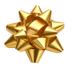 Elegant Metallic Gold Star Gift Bow &ndash; Luxury Decorative Ribbon Isolated on White
