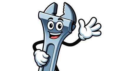 Adjustable Wrench cartoon Character on transparent background