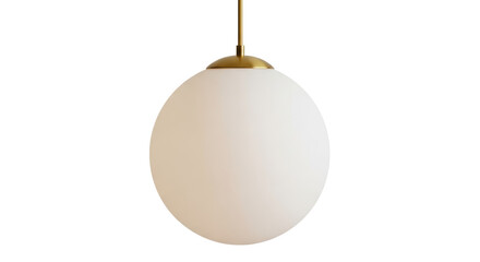 Modern globe pendant light PNG isolated on transparent background, minimalist ceiling lamp with gold accents for interior design