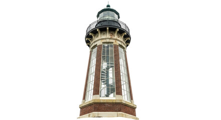 North Point Lighthouse in Milwaukee Wisconsin isolated PNG, historic landmark on transparent background for travel and architecture projects