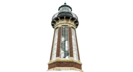 North Point Lighthouse in Milwaukee Wisconsin isolated PNG, historic landmark on transparent background for travel and architecture projects