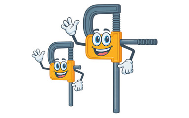 Fototapeta premium C-Clamps & Bar Clamps cartoon Character on transparent background
