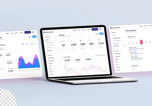 Laptop Mockup Multi Screen Website Interface App Design Presentation