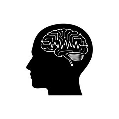 A futuristic themed silhouette incorporating a stylized human profile, symbolizing modern digital innovation.