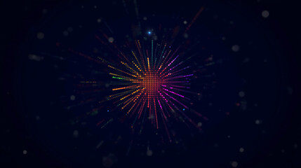 Obraz premium Abstract Colorful Dots Explosion on Dark Background with Motion Blur Streaks Modern Design