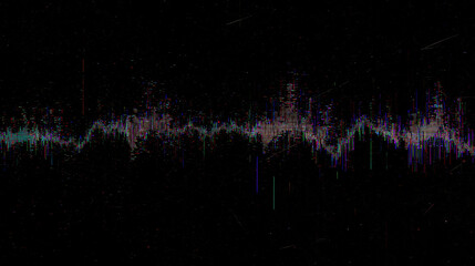 Abstract digital glitch art background with distorted pixels and noise generating an eerie atmosphere full of data loss